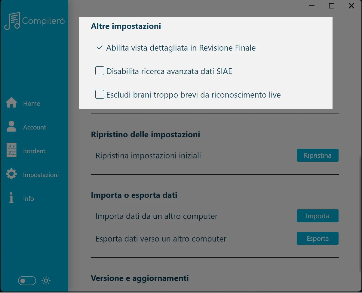 Altre Funzionalità di Compilerò
